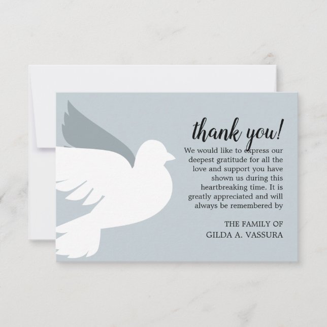 3.5"x5" Dove Funeral Thank You Card (Front)