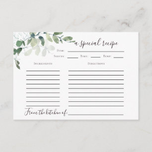 3.5"x5" Eucalyptus Bridal Shower Recipe Card