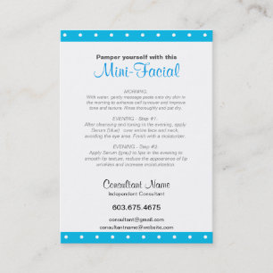 3.5" x 2.5" - Mini-Facial Instruction Card