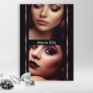 3.5" x 5" Black Pink Glam Comp Card Photo Template