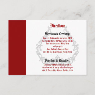 3.5 x 5 Direction Card Crimson Red Ornate Embellis