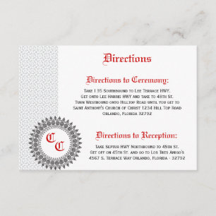 3.5 x 5 Direction Card Grey Red Formal Print