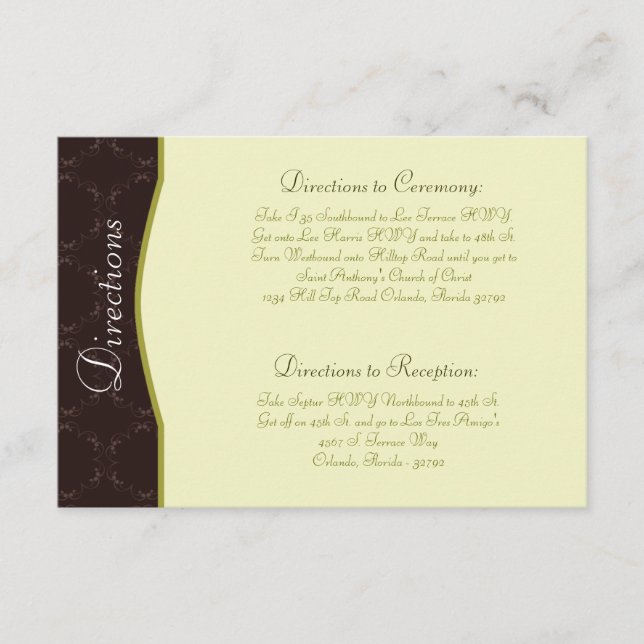 3.5 x 5 Direction Card Light/Olive Green Chandelie (Front)