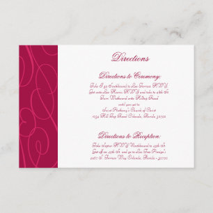 3.5 x 5 Direction Card Raspberry Pink Loops/Swirls