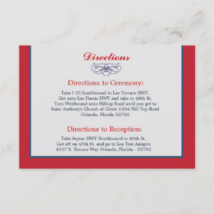 3.5 x 5 Direction Card White Dove Red Blue BG Ribb
