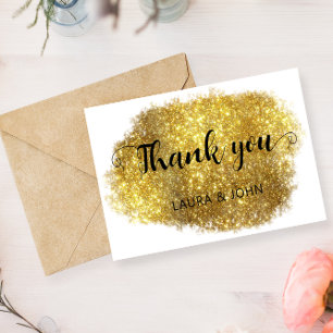 3.5" x 5" Modern Gold glitter Thank You Save The Date