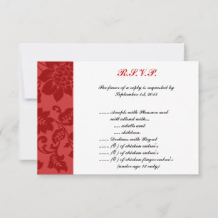 3.5 x 5 R.S.V.P Reply Card Black Flourish Red Stri