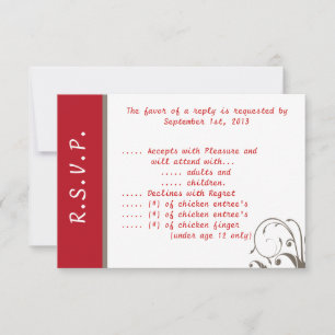 3.5 x 5 R.S.V.P Reply Card Crimson Red/Grey Bg Whi