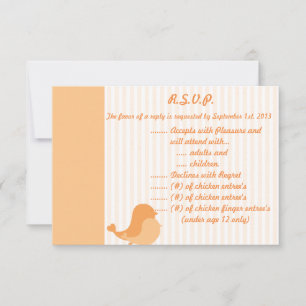 3.5 x 5 R.S.V.P Reply Card Love Birds Peach Stripe