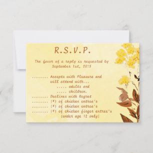 3.5 x 5 R.S.V.P Reply Card Mustard Yellow Poppy Fl