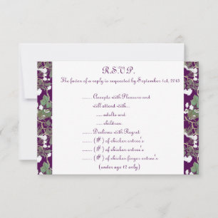 3.5 x 5 R.S.V.P Reply Card Peacock/Flowers on Bran