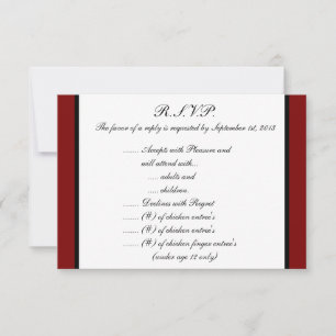 3.5 x 5 R.S.V.P Reply Card Peacock Red Black White