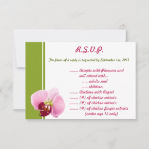 3.5 x 5 R.S.V.P Reply Card Pink Orchid Long Stem F