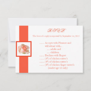3.5 x 5 R.S.V.P Reply Card Pink/Peach Rose with Le