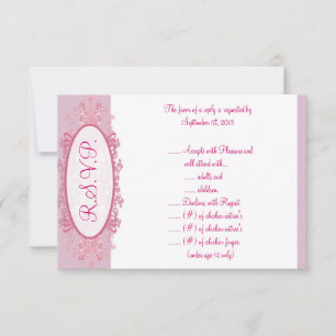 3.5 x 5 R.S.V.P Reply Card Pink/Purple Chinese Scr