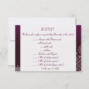3.5 x 5 R.S.V.P Reply Card Purple Star / Snowflake