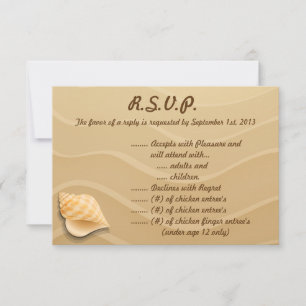 3.5 x 5 R.S.V.P Reply Card Seashells on Sandy Beac