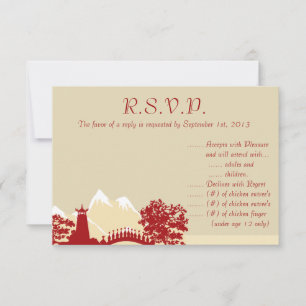 3.5 x 5 R.S.V.P Reply Card Snowcap Mtns Asian Gard