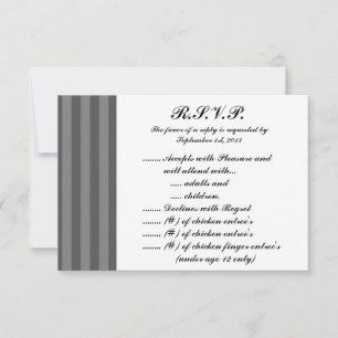 3.5 x 5 R.S.V.P Reply Card White Black Grey Flouri