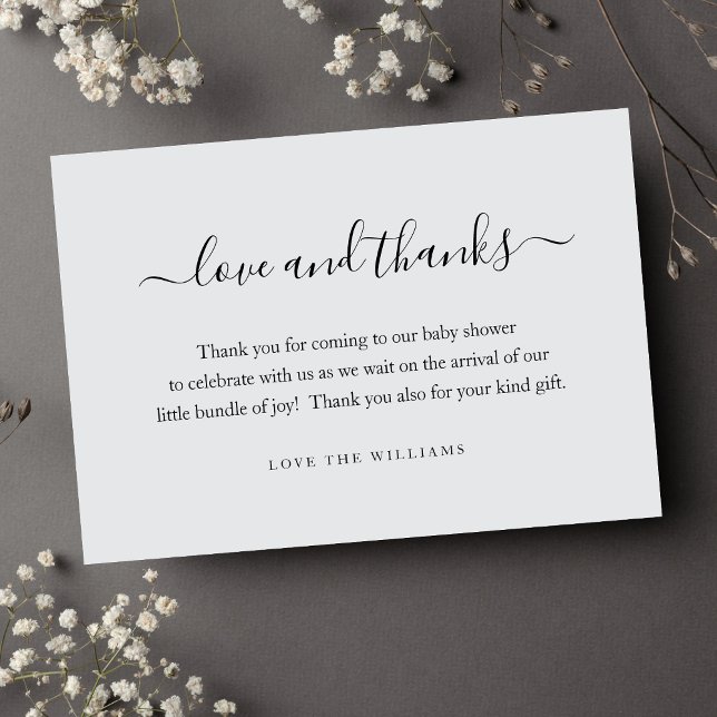 3.5" x 5" Thank You Baby Shower Gift Personalised (Gray Baby Shower Thank You Card)