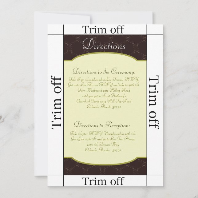 3.5 x 7 Directions Light/Olive Green C Invitation (Front)