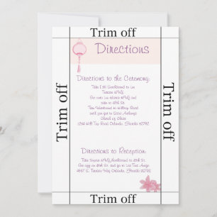 3.5 x 7 Directions Purple Pink Lantern Invitation
