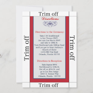 3.5 x 7 Directions White Dove Red Blue Invitation