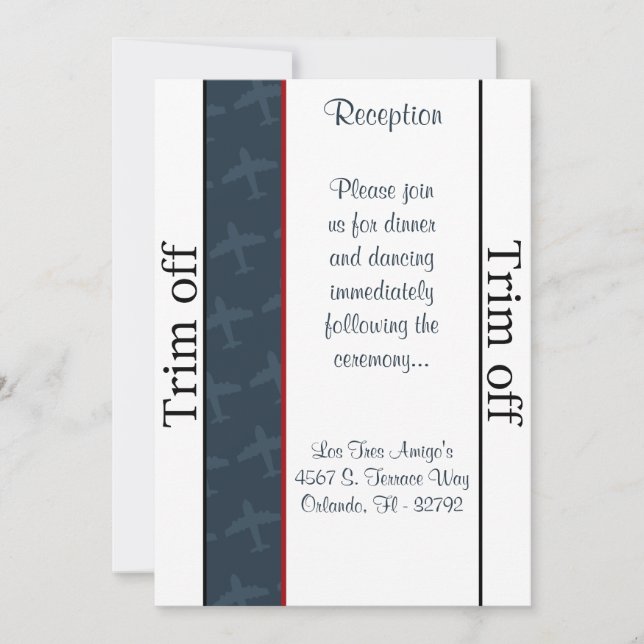 3.5 x 7 Reception Aeroplane Flight  Blu Invitation (Front)