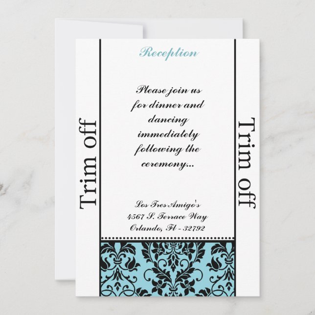 3.5 x 7 Reception Black Damask Baby Bl Invitation (Front)
