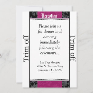 3.5 x 7 Reception Black Floral Hot Pin Invitation