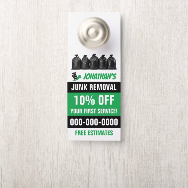 3.5" x 8.5" Double Sided Junk Removal Door Hanger (On Knob)
