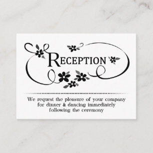 3.5x2.5 Reception Cards Black & White Floral
