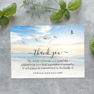 3.5x5 Funeral Thank You Note Grief Beach Ocean