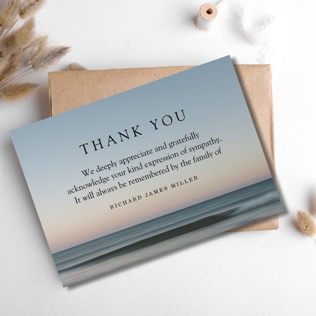 3.5x5 Funeral Thank You Note Grief Ocean (Beach Sympathy Thank You Card)