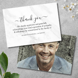 3.5x5 Funeral Thank You Note Grief White Marble Card