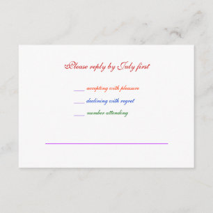 3.5x5 Gay Wedding Rainbow LGBT Pride RSVP Basic Card