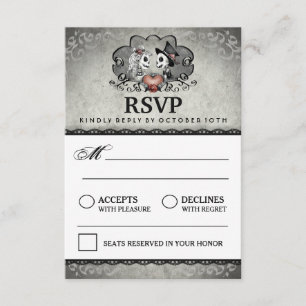 3.5x5 Halloween Skeleton Black Grey Matching RSVP