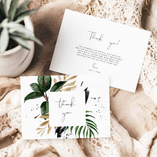 3.5x5 inch Green & Gold Tropical Thank you Wedding Enclosure Card