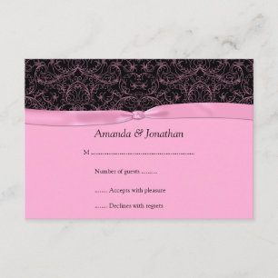 3.5x5 Pink Scrolls & Ribbon on Black RSVP