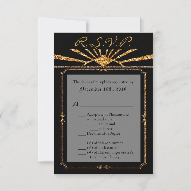 3.5x5 R.S.V.P. Card Art Deco Roaring 20s GATSBY (Front)