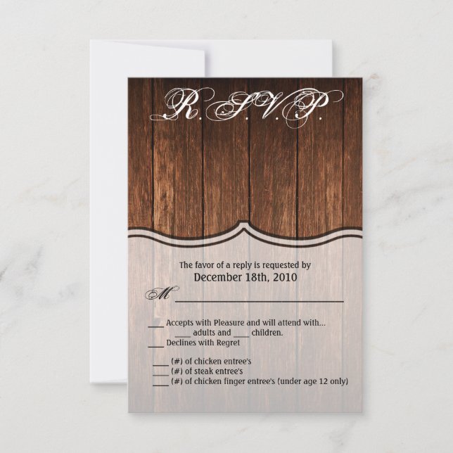 3.5x5 R.S.V.P. Card Barn Wood Country Rustic (Front)