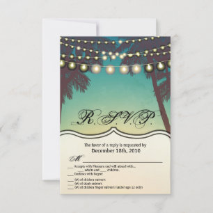 3.5x5 R.S.V.P. Card Beach Sunset Palm Trees String