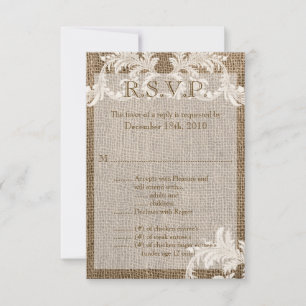 3.5x5 R.S.V.P. Card Burlap Lace Country Western