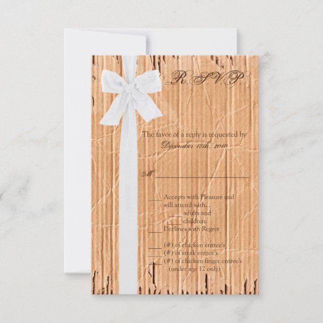 3.5x5 R.S.V.P. Card Cardboard Flap White Ribbon (Front)