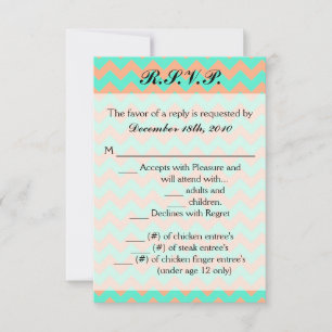 3.5x5 R.S.V.P. Card Chevron Seafoam & Salmon