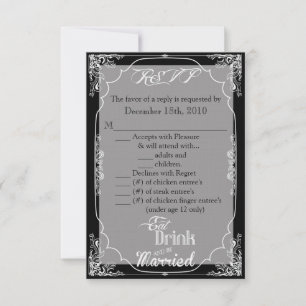3.5x5 R.S.V.P. Card Eat Drink Be Married Black