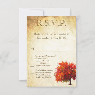 3.5x5 R.S.V.P. Card Fall Tree Aged Paper Vintage