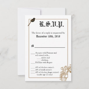 3.5x5 R.S.V.P. Card Formal Love Birds Pigeon Duel