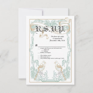 3.5x5 R.S.V.P. Card Formal Vintage Bird Couple