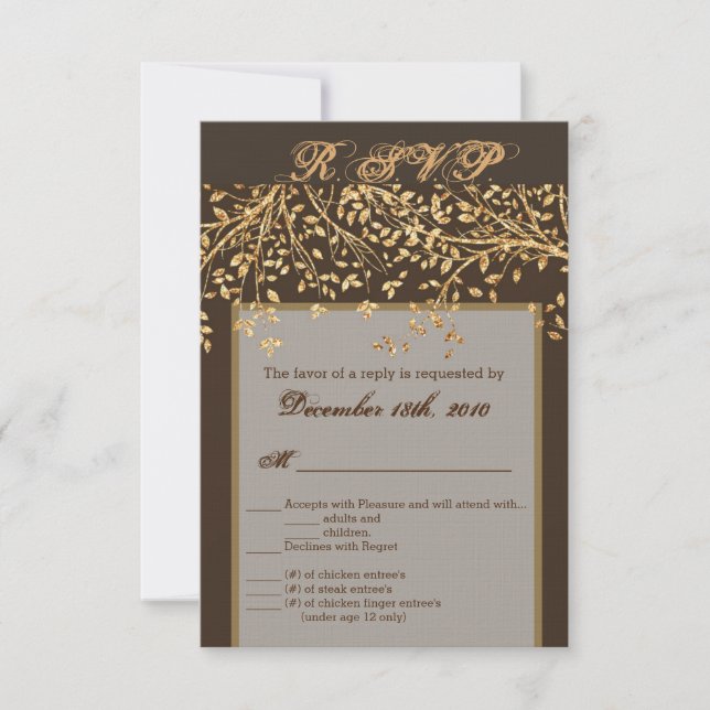 3.5x5 R.S.V.P. Card Gold Foil Autumn Fall Tree Bra (Front)